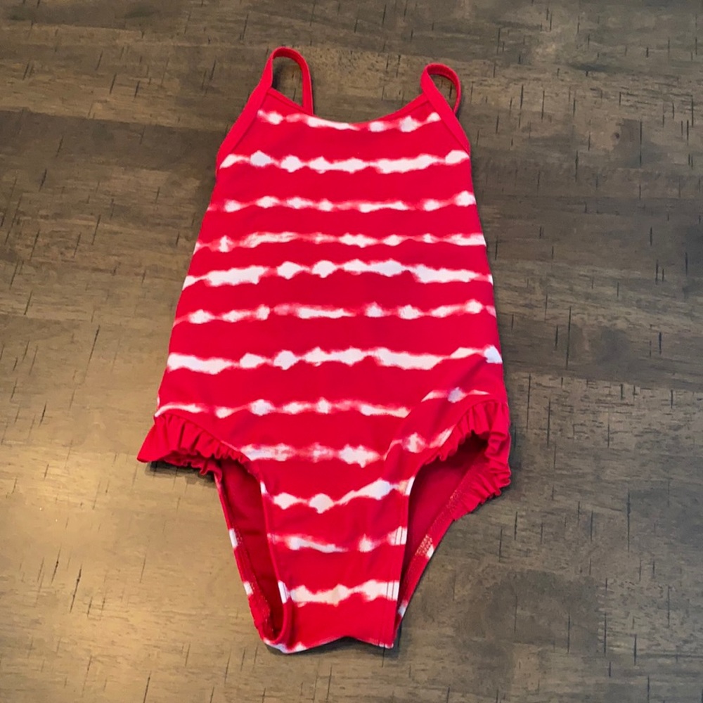 Girls swimsuit. Red and white.